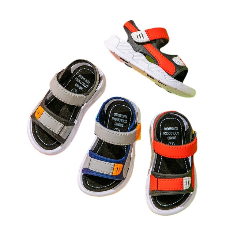 Boys Sandals 2023 New Summer Mid-Big Boys Soft Sole Non-Slip Baby Shoes Children Beach Shoes