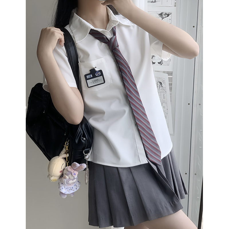 Tr Fabric Japanese Jk White Shirt Solid Color Loose Versatile Long and Short Sleeve Authentic College Style School Uniform Shirt for Women Summer