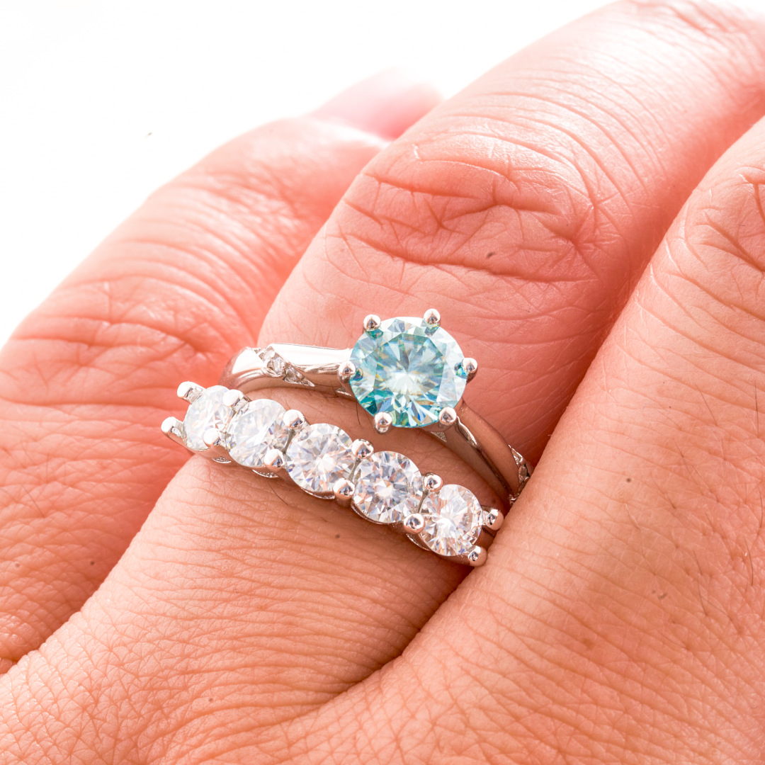 Cross-Border Exclusive 2.5Cts925 Silver Moissanite Ring with Certificate, Sparkling Fire-Colored Diamond, Cross-Border Hot Sale