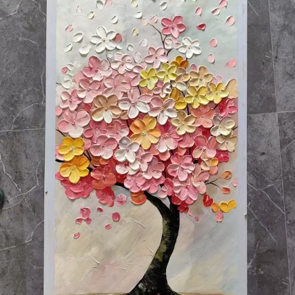 Pure Hand-Painted Oil Painting Living Room Sofa Wall Background Painting Living Room High-End Character Garden Pure Handmade Oil Painting