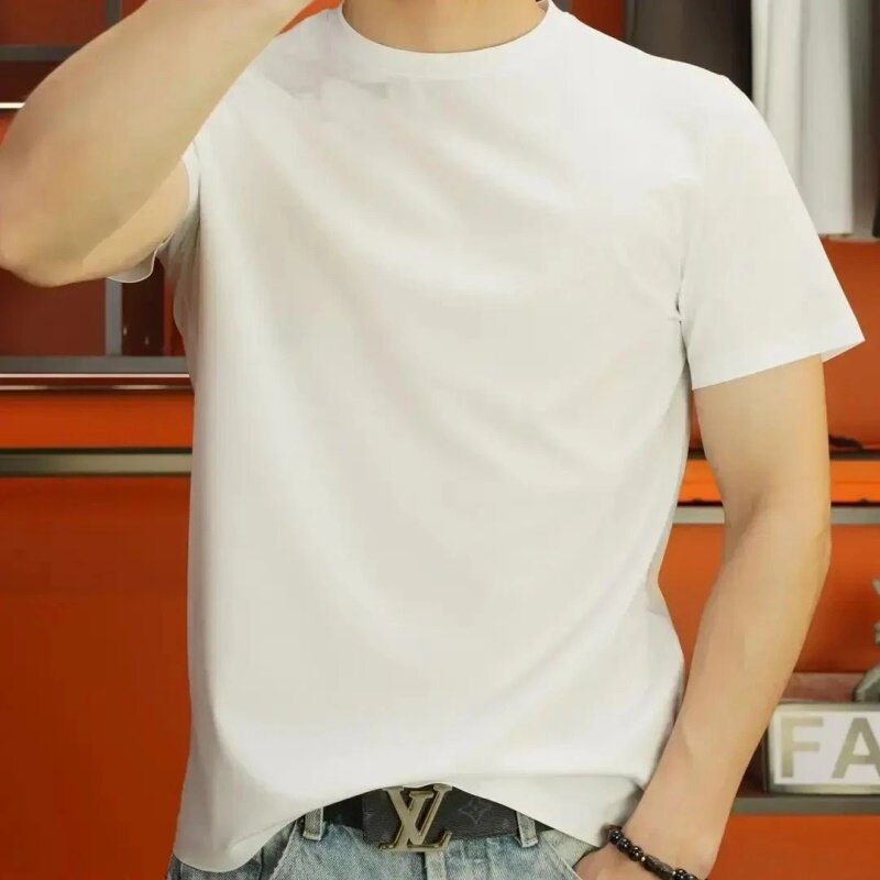 3447 Original Summer New Solid Color Short-sleeved T-shirt Men's Fashionable Breathable T-shirt