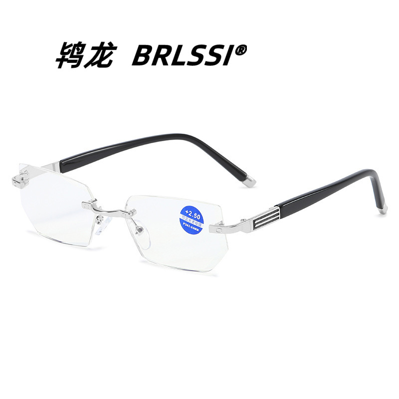 New Anti-Blue Light and Anti-Radiation Reading Glasses, Youthful and Fashionable Frameless Trimmed Glasses, Metal High-Definition Reading Glasses