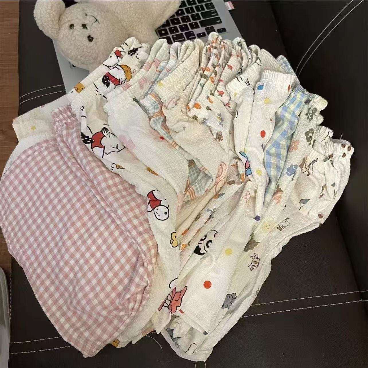 Summer Floral Shorts Women's Pajamas Ins Style Sports High Waist Wide Leg Thin Casual Loose Home Pants Walking Pants