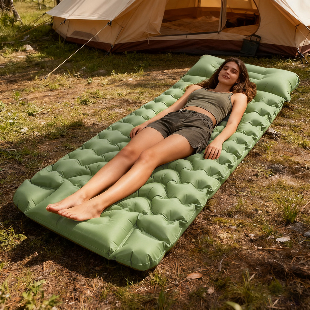 Cross-Border Widened Inflatable Mattress Portable Camping Inflatable Mat Outdoor Foot-Operated Inflatable Mat Outdoor Tent Mattress