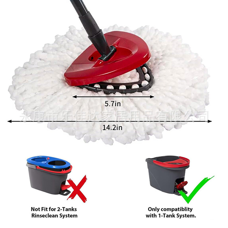 Cross-Border O-Ceda/Viled Mop Accessories Wholesale Microfiber Triangle Replacement Mop Head Rotating Mop