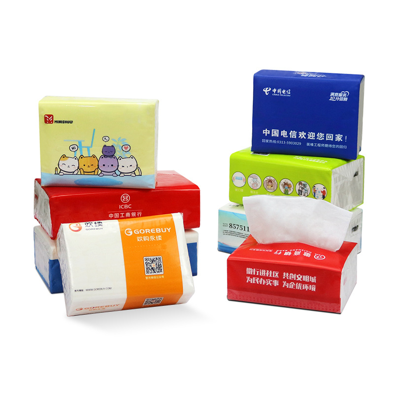 Paper drawing customized plastic packaging soft pumping customized native wood pulp catering chain factory direct supply advertising tissue customization