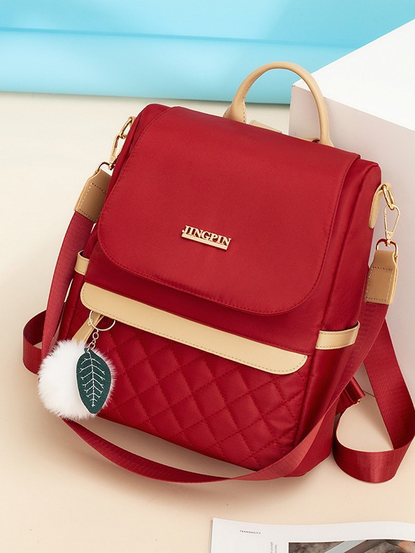 Backpack New 2025 Fashion Korean Oxford Cloth Crossbody Portable Simple Rhombic Travel Casual Women's Backpack