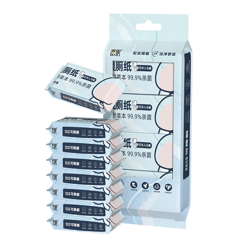 Wet Toilet Paper for Home Use, Flushable and Biodegradable, Portable Small Pack, Unisex, for Wiping Buttocks, Cleaning and Care Wet Wipes