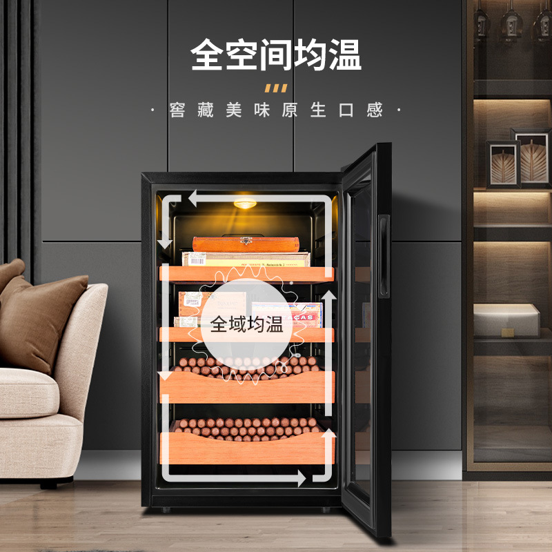 Eggplant Dragon 65C temperature control moisturizing cigar cabinet mini small household cedar wood electronic wine cabinet smoke cabinet