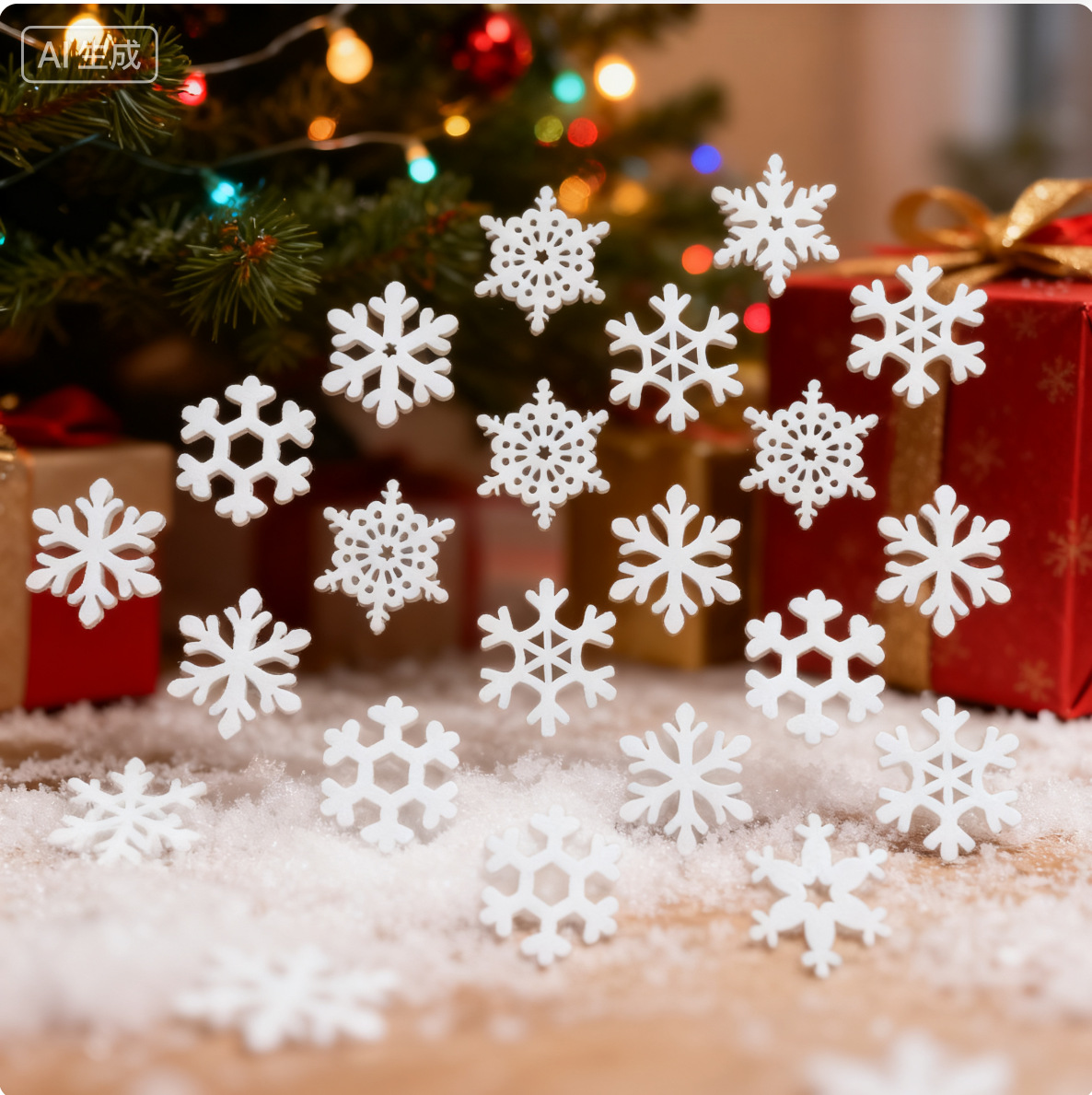 Подвеска для рождественской елки Деревянные изделия Домашнее украшение Праздничные подарки Рождественские украшения Маленькие снежинки из дерева