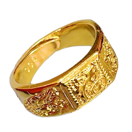 High imitation vietnam sand gold domineering ring men's dragon shape lucky ring movable mouth adjustable
