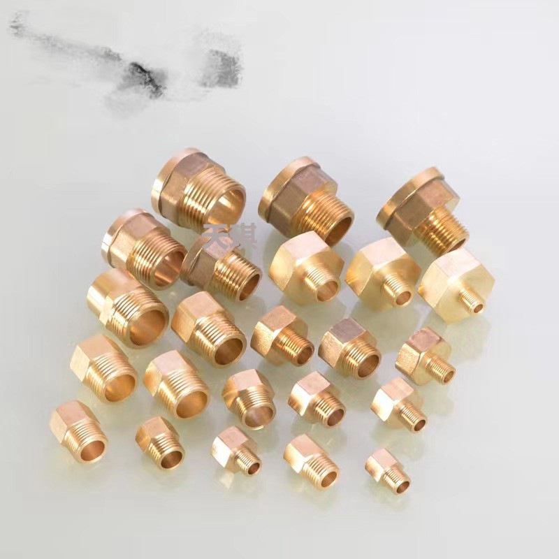 All-Copper 1/2 Inch Internal and External Threaded Direct 1/4 Inch, 1/2 Inch, 3/4 Inch, 1 Inch Reducing Couplings with Large to Small Heads