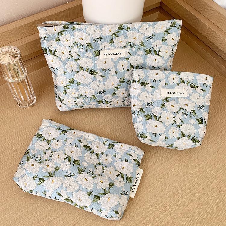 Новая женская косметичка Большая емкость Оригинальный нишевый дизайн Элегантная жаккардовая клатч-сумка Ретро портативная сумка