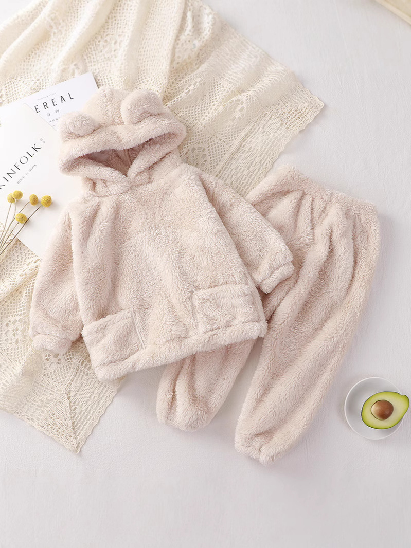 Children's Pajamas New Autumn and Winter Bear Home Set Cute Outer Wear Warm Clothes for Small and Medium-Sized Kidsren High-End Kidsren's Coveralls