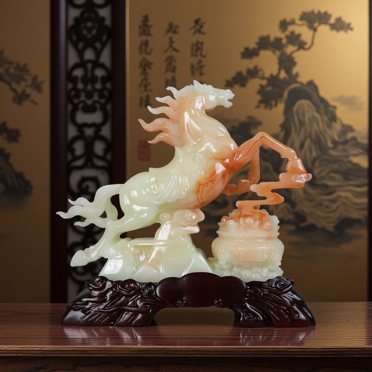 2026 Imitation Jade Horse Ornaments for Home Living Room Entrance Tv Cabinet Boss Office Decoration Housewarming Opening Gift