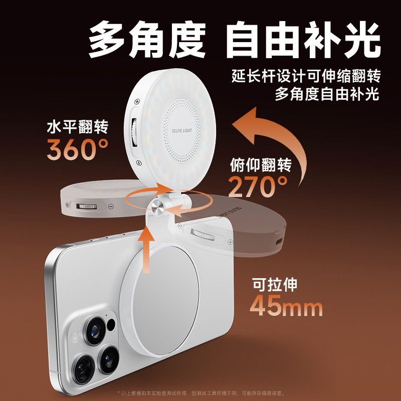 Cross-Border New Mobile Phone Magnetic Fill Light Live Shooting Handheld Beauty Light Portable Outdoor Selfie Pocket Light