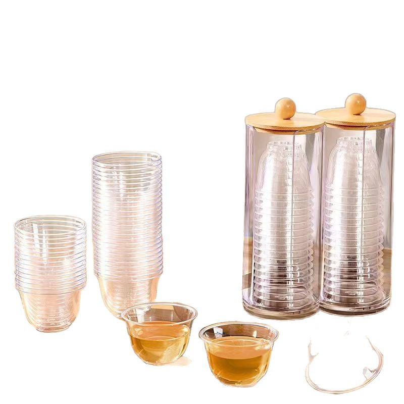 Hard Plastic Disposable Kung Fu Tea Cup Thickeneded High Temperature Resistant Crystal Cup Office Reception Cup Tea Cup Commercial