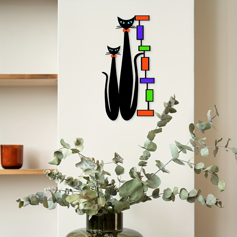 Scandinavian Style Cute Cartoon Cat Wall Decoration Mural Home Courtyard Garden Art Decoration Hanging Wall Decoration Crafts