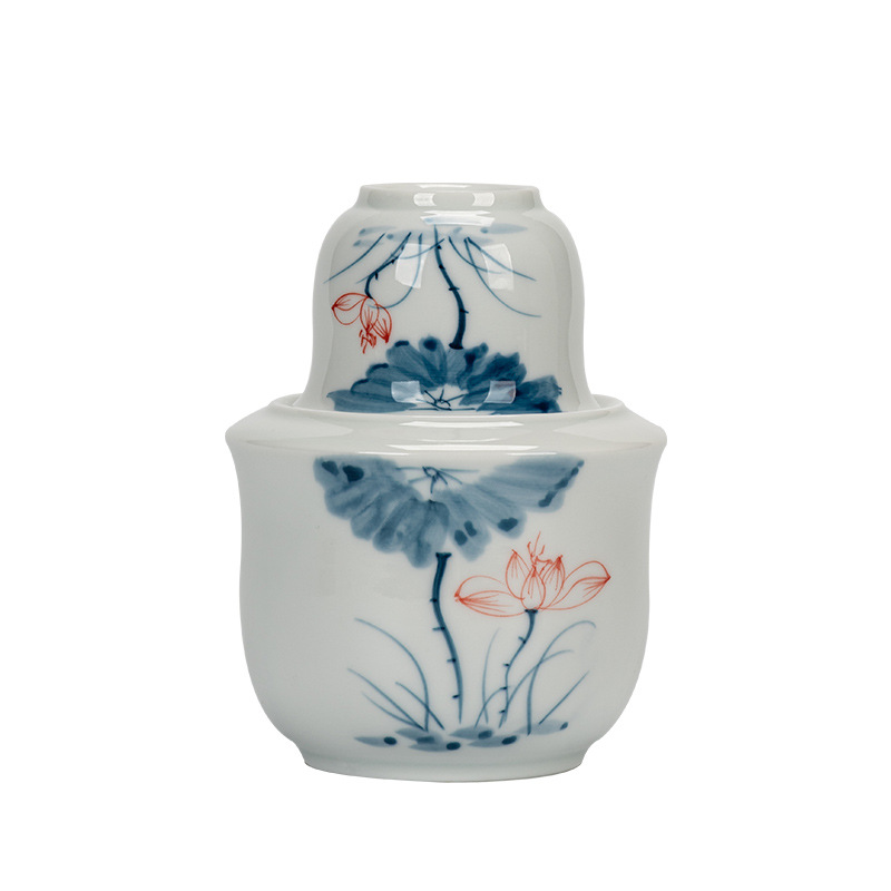 Warm Wine Pot Household Hot Wine Pot Ceramic Hand-painted Warm Wine Utensils Half a Jin Two Liang White Wine Yellow Wine Warmer suit