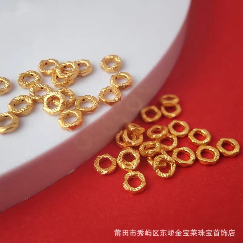 твердые золотые 5D полые закрученные золотые круги женские чистое золото 999 браслет с молотковым узором для DIY