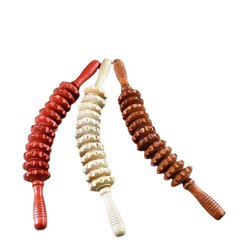 Wooden massage stick massage 12-round massager Meridian relaxation neck waist thigh acupuncture points to relieve fatigue