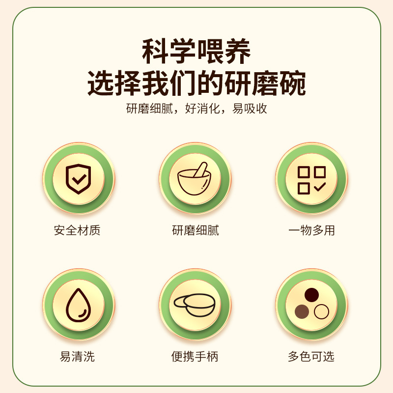 Children's Food Grinding Bowl, Baby Fruit and Vegetable Food Supplement Tool, Grinding Stick Set, Customized Food Grade