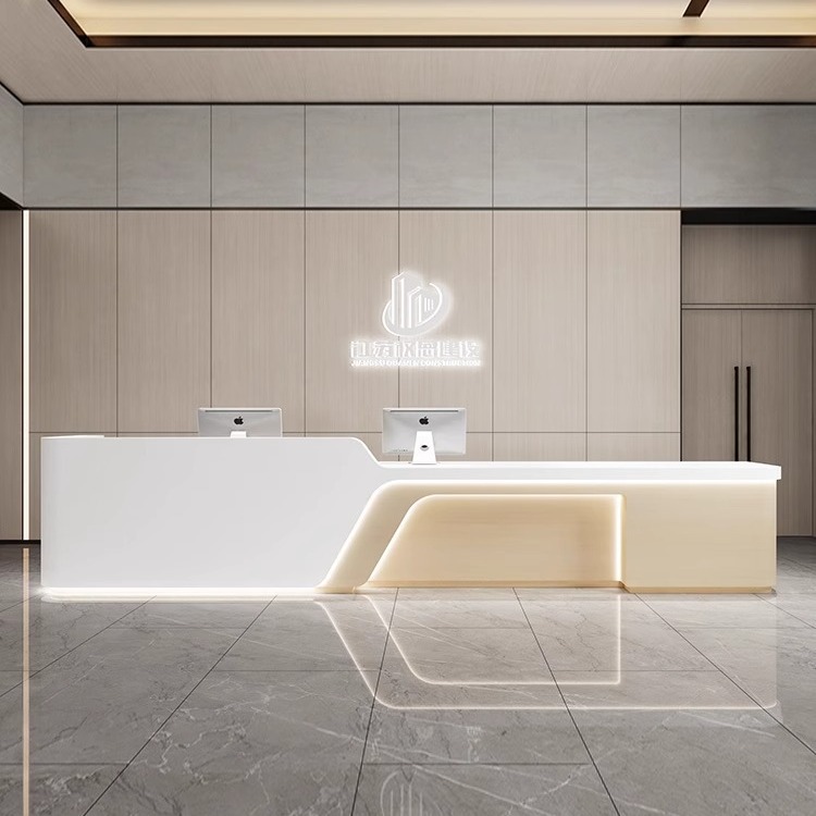 Простой современный кассовый прилавок для гостиничной стойки, салона красоты, учебного заведения, офисного прилавка