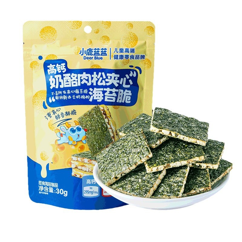 Fawn Lanlan_High Calcium Cheese and Meat Floss Sandwich Seaweed Crispy 30g Iron-Containing High-Protein Children's Snack Brand