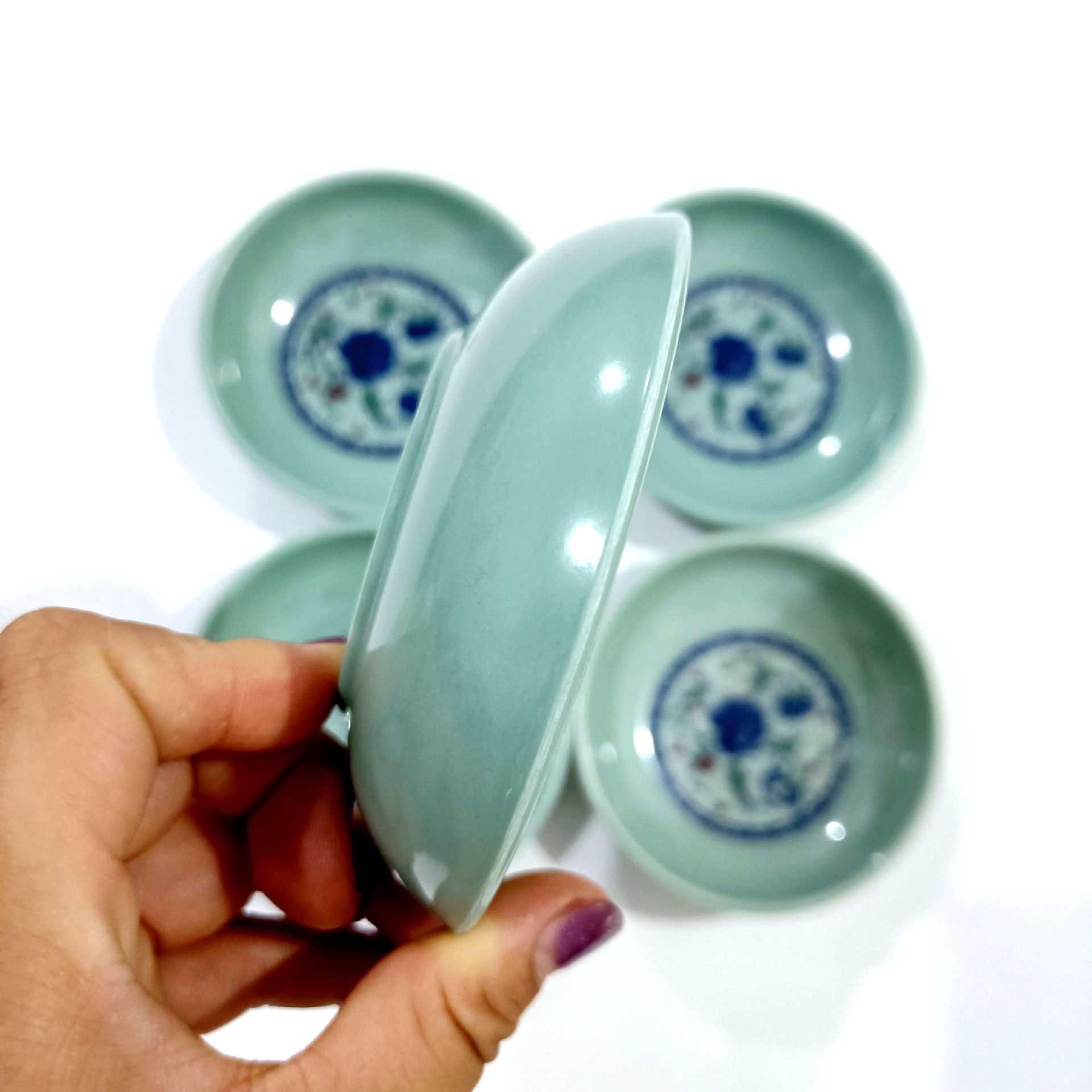 8862 Blue and White Porcelain Vinegar Dish Small Dish Dumpling Dipping Saucer Restaurant Fast Food Dish Gift 1 Yuan Supply