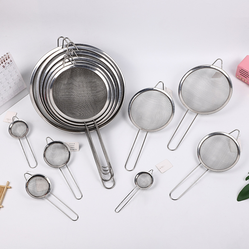 Cooking Deep-Fried Pointed-Ear Oil-Proof Spoon Stainless Steel Wide-Side Filter Mesh Leakage Household Large Colander