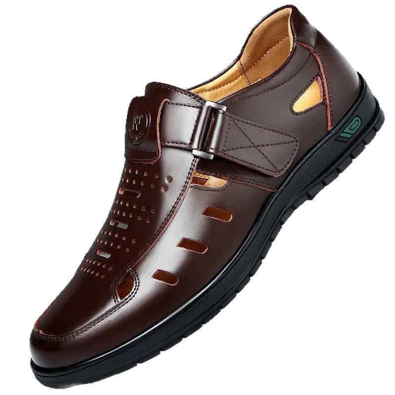 Wow custom foreign trade magic casual sandals men's comfortable breathable soft bottom wear-resistant men's hole leather shoes wholesale