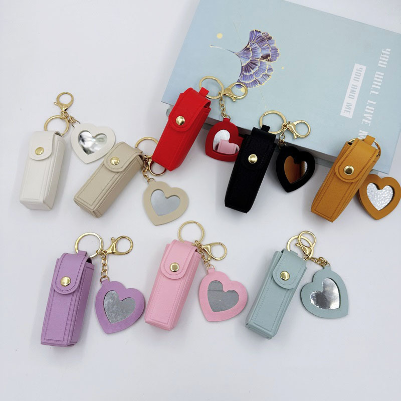 Dopamine Love Leather Lipstick Bag Necklace Women's 2025 New Niche Keychain Accessories Creative Key Bag