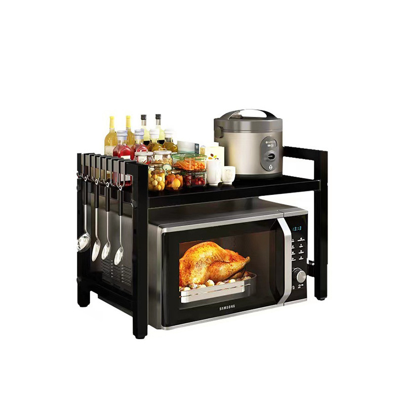 Retractable Microwave Oven Storage Rack Household Double-Layer Countertop Desktop Storage Rack Kitchen Oven Rice Cooker Rack