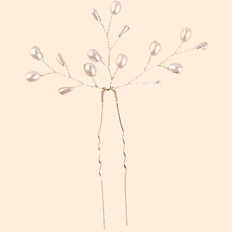 Korean Style New Arrival Handmade Pearl Hair Fork Bride Simple Beautiful Hair Accessories Hairpin Beaded Pearl Gold silver Hair Accessories
