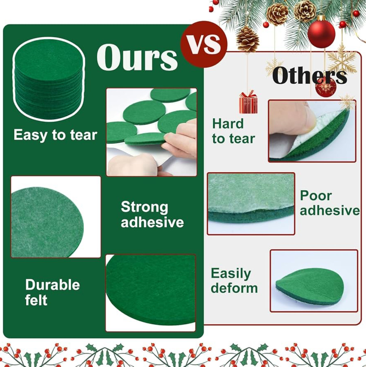 Wreath Mat Door Protector Green Felt Wreath Backing Pad Prevent Damage Door Christmas Wreath Decor Scratches Dents