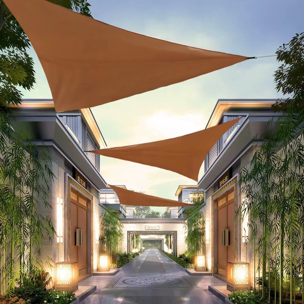 Outdoor Triangle Canopy Outdoor Courtyard Balcony Sunscreen Sunshade Sail 3 m Folding Silver-coated Sunshade Landscape Canopy
