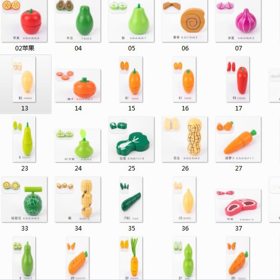 Qieqile Cross-Border Simulated Wooden Vegetable and Fruit DIY Optional Combination 1-3 Years Old Baby Wooden Kidsren's Toys