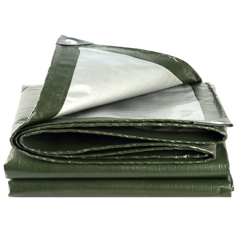 Cross-Border Dark Green Silver Tarpaulin Sun Protection Pe Plastic Rainproof Cloth Thickeneded Tarpaulin Outdoor Sunshade Cloth Dustproof Sunshade Waterproof