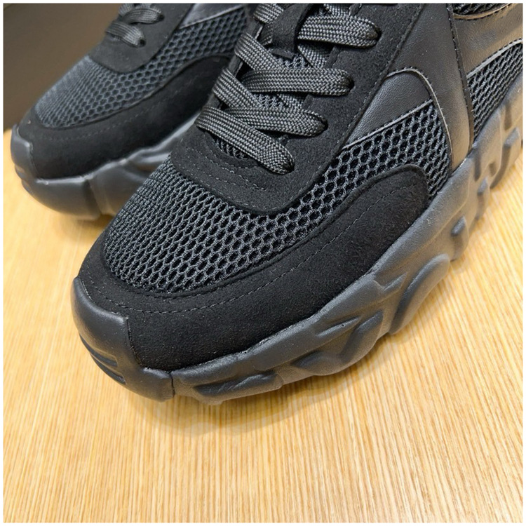 Dad Shoes Genuine Leather Mesh Fashion Trendy Thick-Soled Height-Increasing Sports Casual Trendy Brand 2024 Autumn European British Style