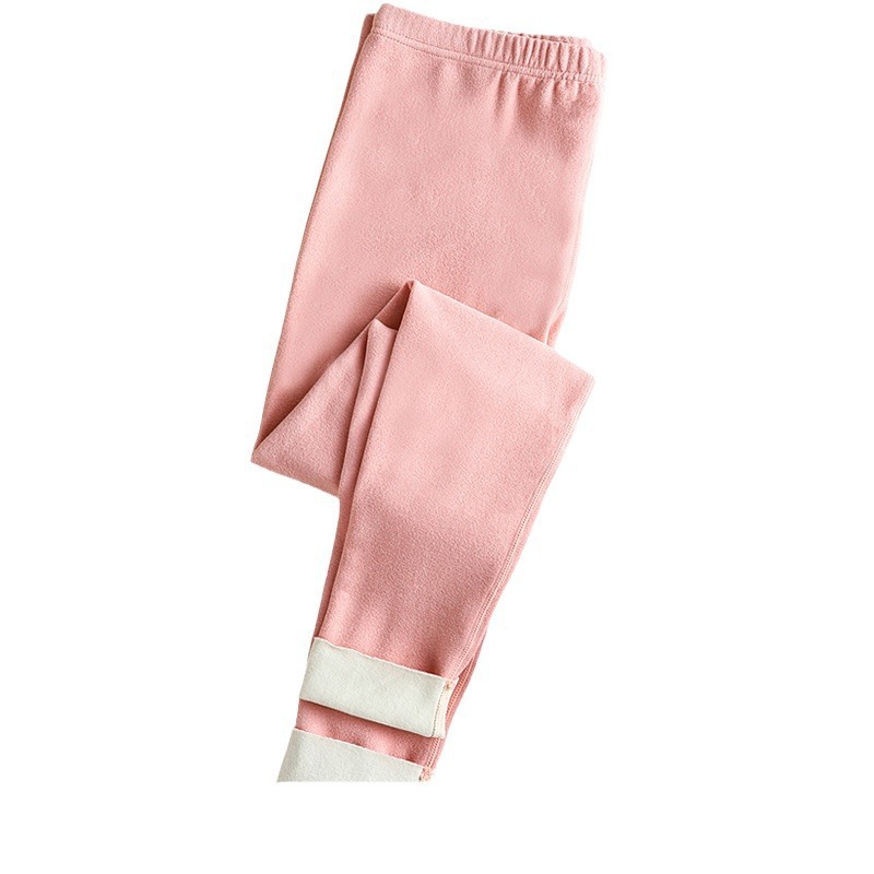 Women's Thermal Leggings for Autumn and Winter, Seamless Fleece-Lined Warm Pants, Thin Brushed Mid-Waist Base Layer Cotton Pants