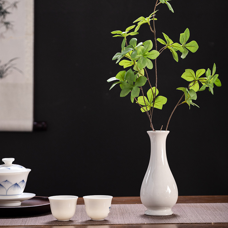 Ваза Гуаньинь, нефритовая чистая бутылка, белая фарфоровая керамическая ваза для цветочной композиции, маленькая ваза для цветов, домашний декор для чайной церемонии, ваза Будды в стиле дзен