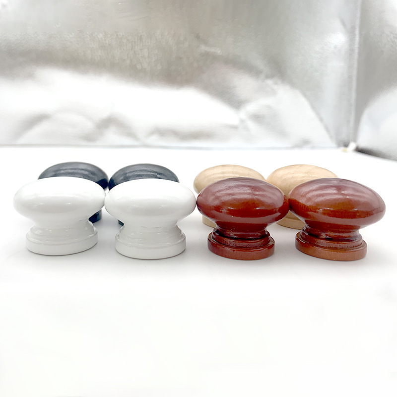 Factory Wholesale Natural Wood Mushroom-Shaped Wooden Handle Single-Hole Drawer Handle Round Wooden Handle Cabinet Drawer Wooden Handle