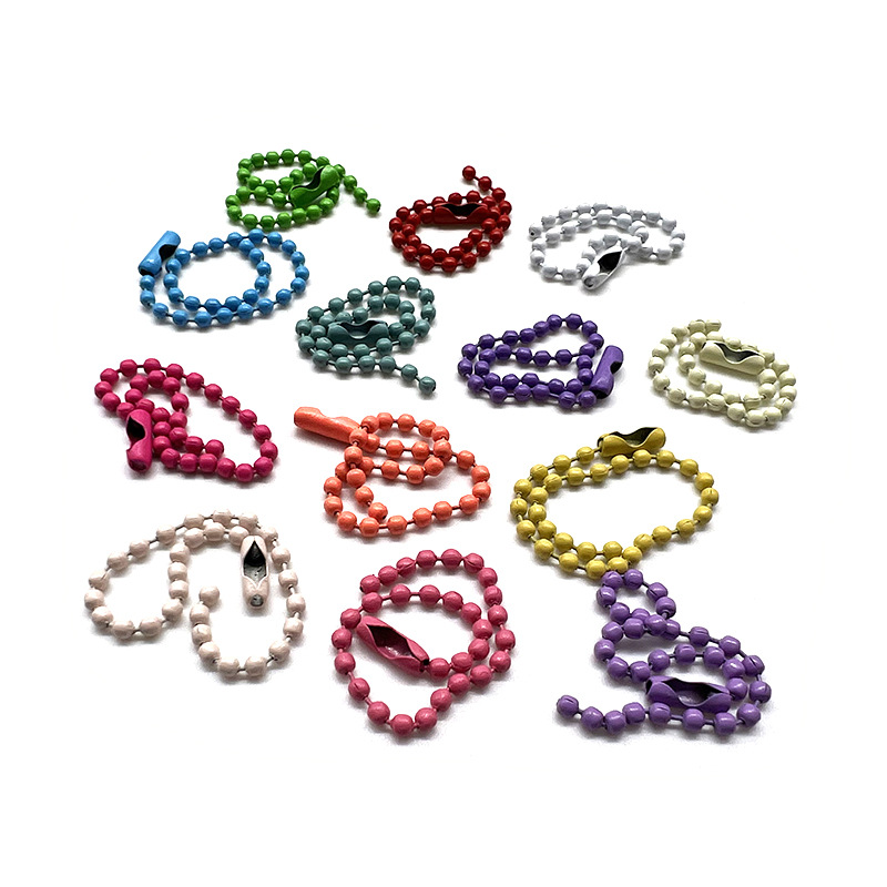 Manufacturer in stock color bead chain metal chain gu Chuck chain paint tag chain diy jewelry keychain accessories