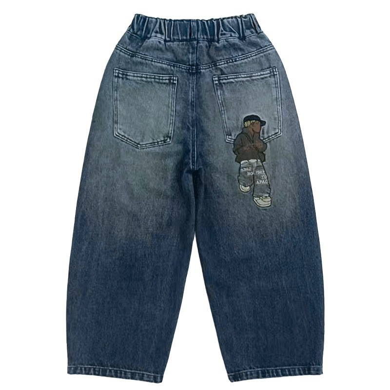 Boys' Jeans Spring and Autumn Straight Pants Children's Pants for Older Kids Loose Casual Wide-Leg Pants Dad Pants