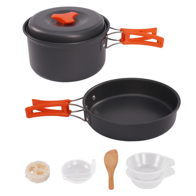 Outdoor camping set pot DS-200 portable tableware 1-2 people hiking equipment stove non-stick pot barbecue hanging pot