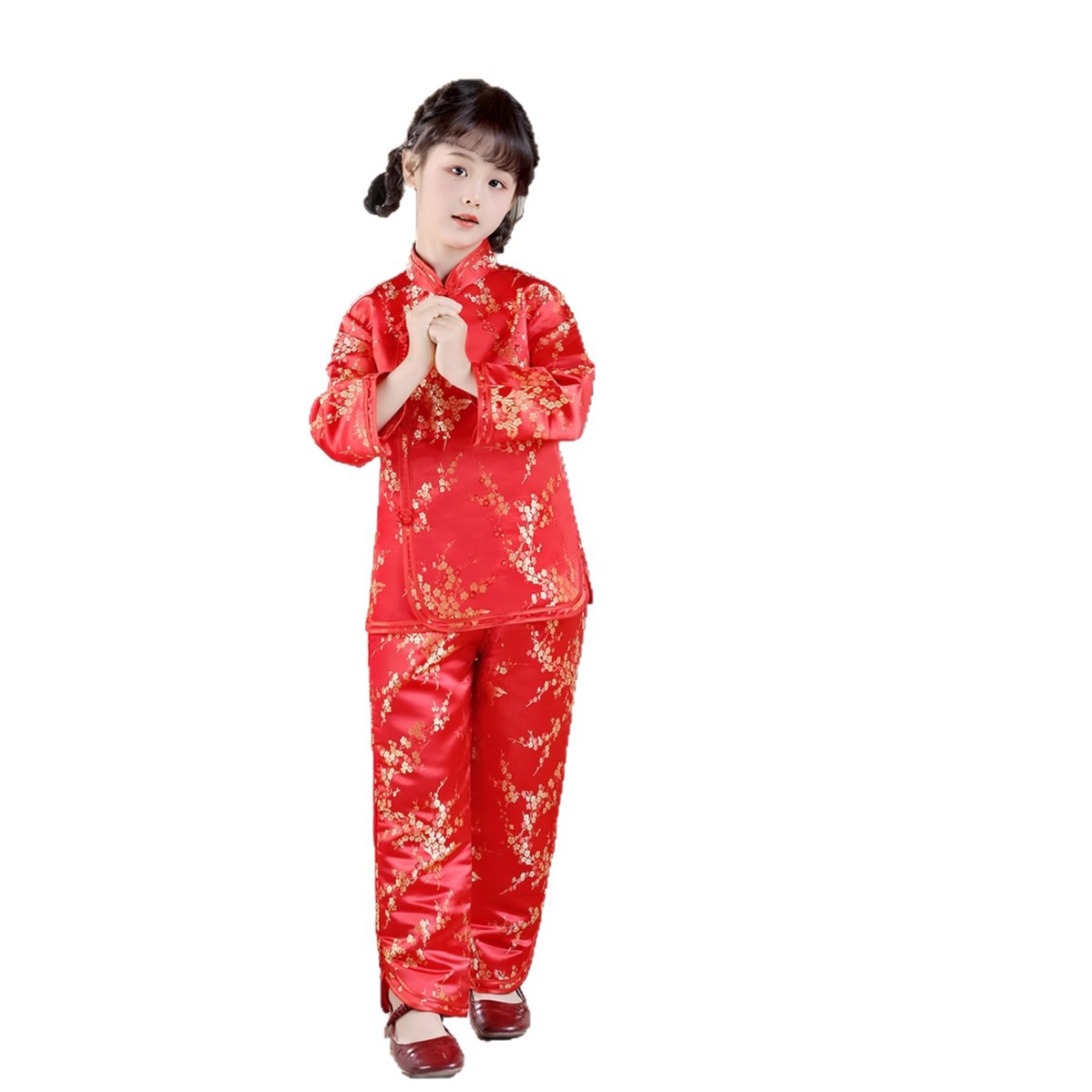 2025 New Summer Autumn Children's Tang Suit Retro Suit Chinese Style Little Girls Girls Tops and Pants Wholesale Dropshipping