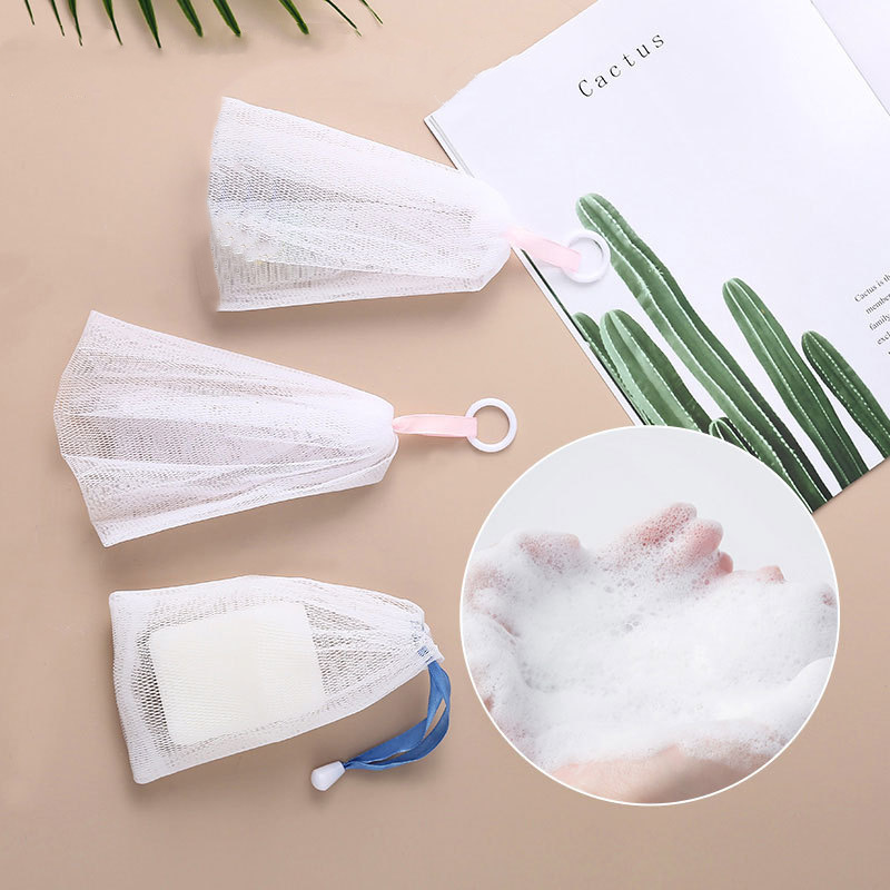 Soap Foaming Net Double-layer Thickeneded Soap Bag Handmade Facial Cleanser Cleansing Foaming Net Household Drawstring Foaming Net