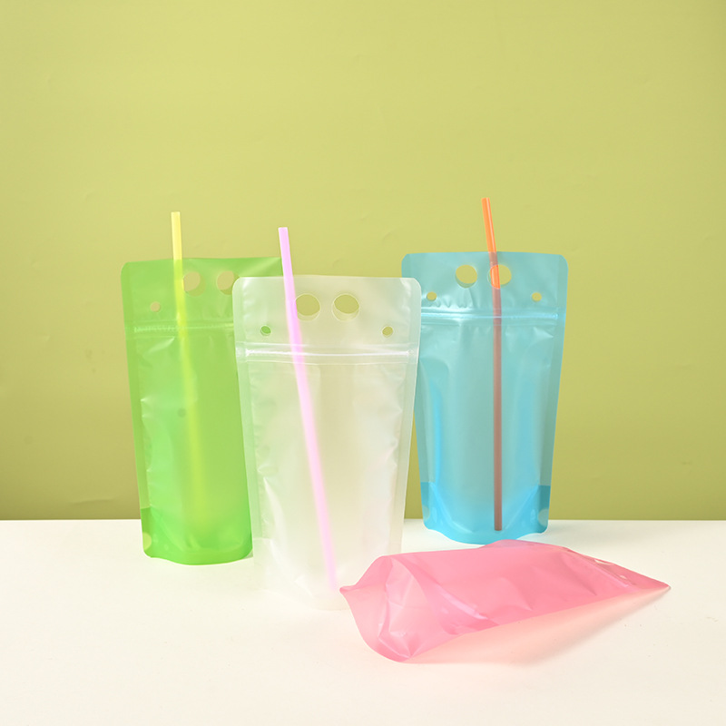 Spot Disposable Beverage Packaging Bags, Juice Milk Tea Coffee Self-Standing Ziplock Bags, Satchel Takeaway Beverage Bags, Customized
