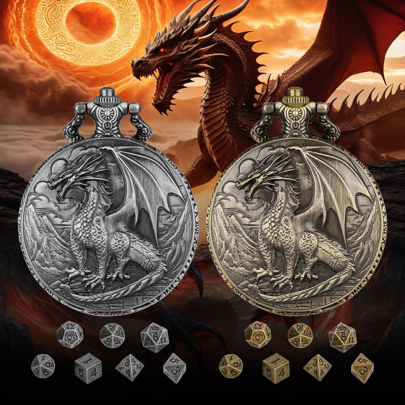 (Частная модель) Ювелирный карманный чехол для кубиков DND с ретро трехмерным рельефом стоящего западного дракона с подвижным хвостом