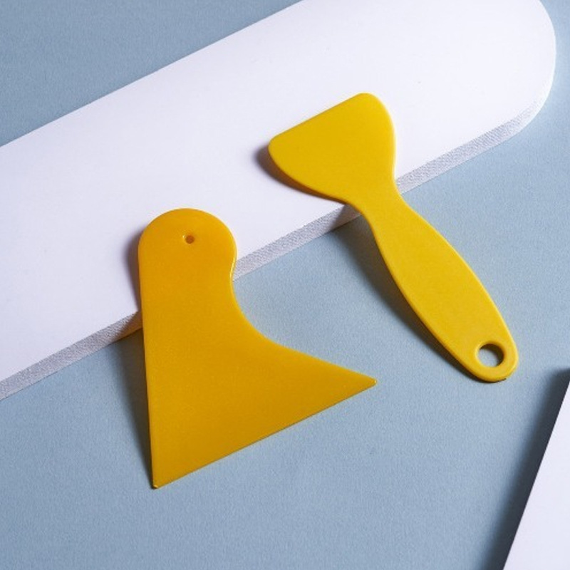 Инструмент для пленки автомобиля, жесткий скребок, удлиненный утолщенный треугольный пластиковый маленький желтый скребок